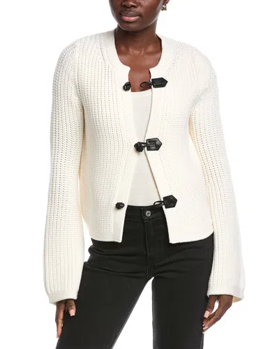Rebecca Taylor Novelty Toggle Wool Cardigan In White