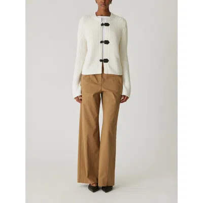 Rebecca Taylor Novlety Wool Toggle Cardi In Cream