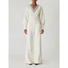 Rebecca Taylor Novlety Wool Victorian Slv V Neck In Cream