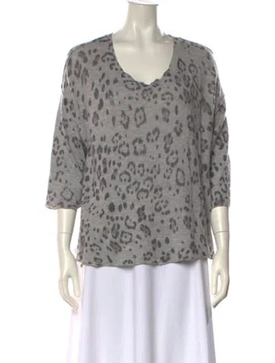 Pre-owned Rebecca Taylor Nylon Animal Print Sweater In Gray