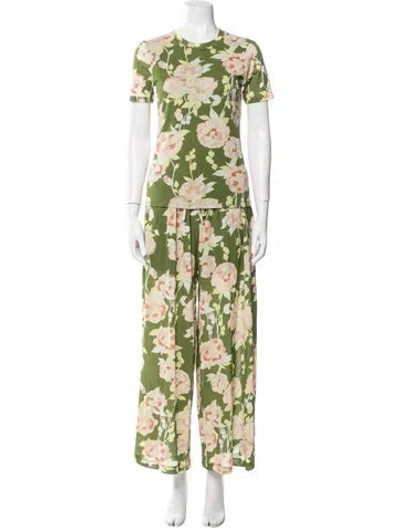 Pre-owned Rebecca Taylor Nylon Floral Print Pant Set In Green
