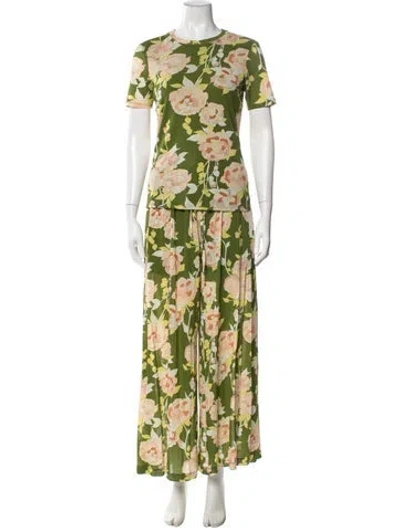 Pre-owned Rebecca Taylor Nylon Floral Print Pant Set In Green