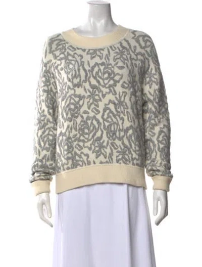 Pre-owned Rebecca Taylor Nylon Floral Print Sweater In Neutrals/white