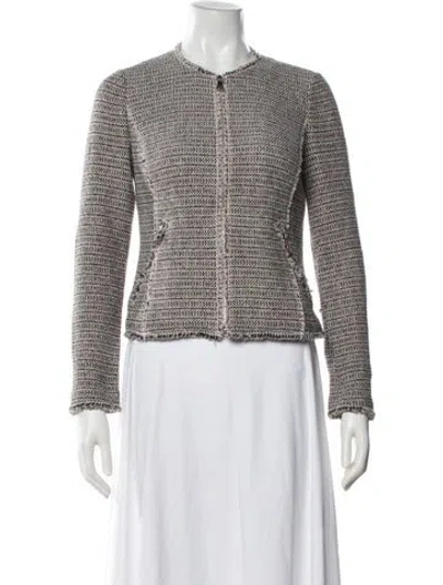 Pre-owned Rebecca Taylor Nylon Tweed Pattern Jacket In Black