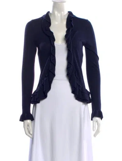 Pre-owned Rebecca Taylor Nylon V-neck Sweater In Blue