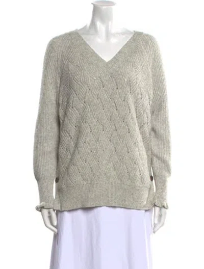 Pre-owned Rebecca Taylor Nylon V-neck Sweater In Gray