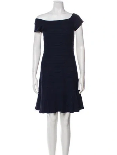 Pre-owned Rebecca Taylor Off-the-shoulder Mini Dress In Blue