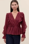 Rebecca Taylor Olivia Ruffle Blouse In Red