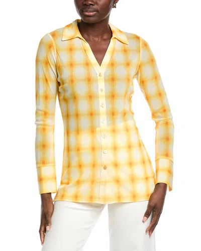 Rebecca Taylor Ombre Plaid Mesh Button Down Shirt In Ombre Plaid Zinnia Combo