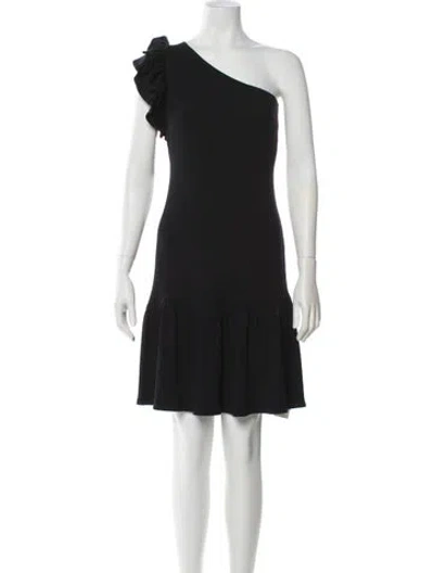Pre-owned Rebecca Taylor One-shoulder Mini Dress In Black