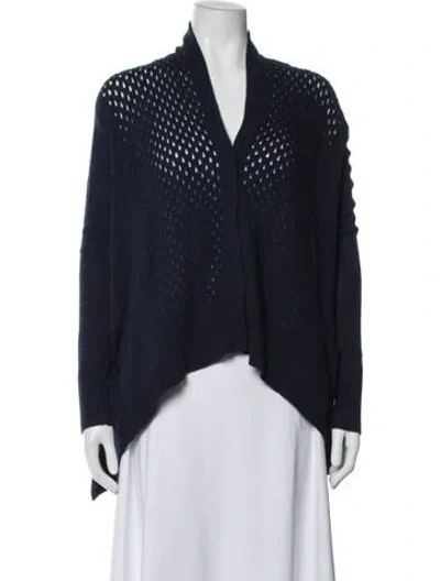 Pre-owned Rebecca Taylor Open Front Sweater In Blue