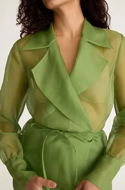 Rebecca Taylor Organza Wrap Shirt In Green