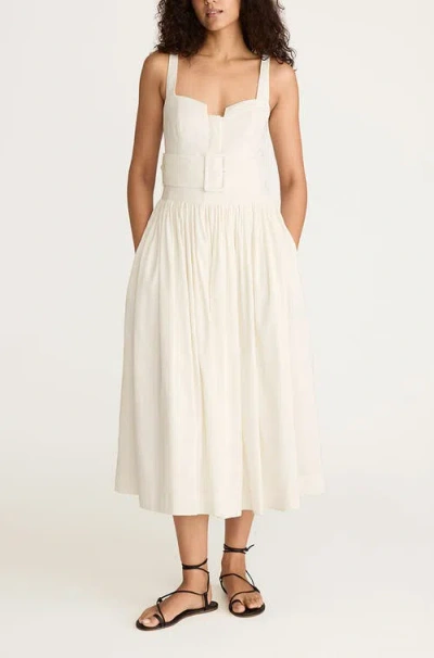 Rebecca Taylor Ottoman Belted Bustier Shirt Dress In Off White