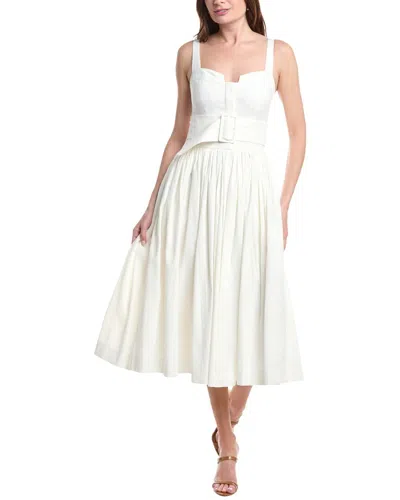 Rebecca Taylor Ottoman Linen-blend A-line Dress In White