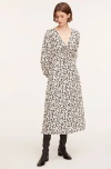 Rebecca Taylor Paige Fleur Drawsting Long Sleeve Dress In Paige Fleur Black Combo