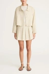 Rebecca Taylor Painterly Windowpane Cropped Faille Jacket In Sand Combo