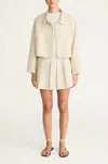 Rebecca Taylor Painterly Windowpane On Poly Faille Jacket In Sand Combo In Multi