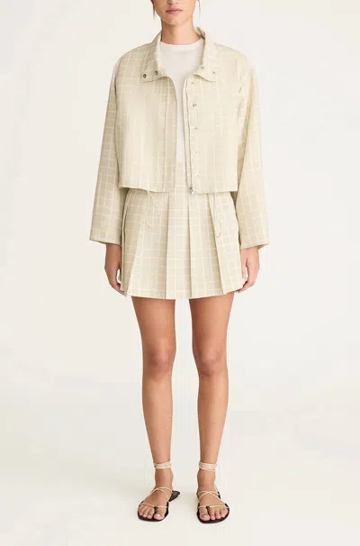 Rebecca Taylor Painterly Windowpane On Poly Faille Jacket In Sand Combo In Multi
