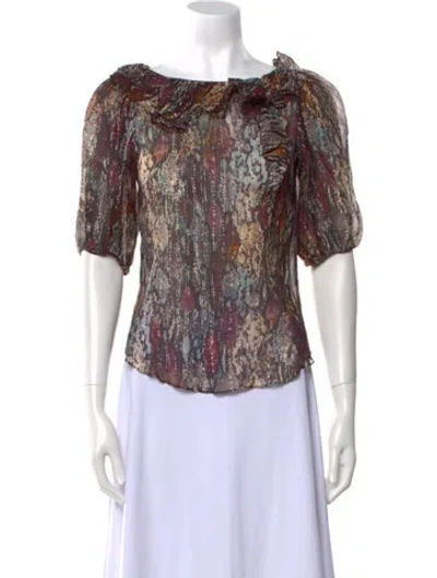 Pre-owned Rebecca Taylor Paisley Print Bateau Neckline Blouse