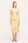 Rebecca Taylor Paper Fleur Cotton Canvas Midi Skirt In Orange