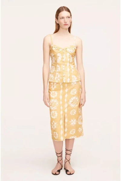 Rebecca Taylor Paper Fleur Cotton Canvas Midi Skirt In Orange