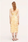 Rebecca Taylor Paper Fleur Cotton Canvas Midi Skirt In Paper Fleur Ginger Combo