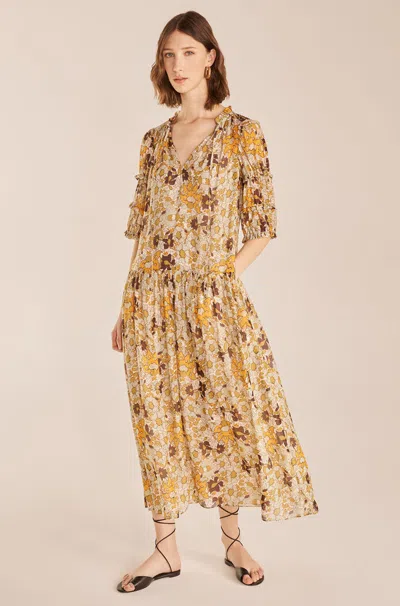 Rebecca Taylor Passion Flower Puff Sleeve Dress In Brown