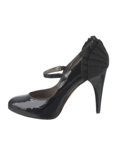 Pre-owned Rebecca Taylor Patent Leather Ruffle Embellishment Pumps In Black