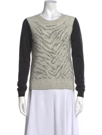 Pre-owned Rebecca Taylor Patterned Crew Neck Sweater In Grey
