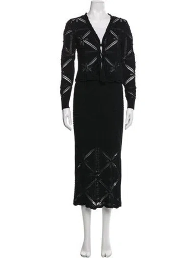Pre-owned Rebecca Taylor Patterned Skirt Set In Black
