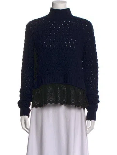 Pre-owned Rebecca Taylor Patterned Turtleneck Sweater In Black