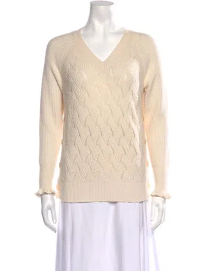 Pre-owned Rebecca Taylor Patterned V-neck Sweater In Neutrals
