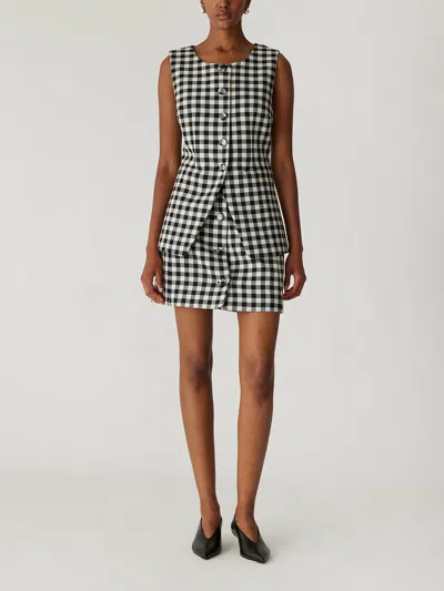 Rebecca Taylor Philippa Check Button Front Vest In Black