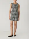 Rebecca Taylor Phillipa Check Button Front Mini Dress In Black