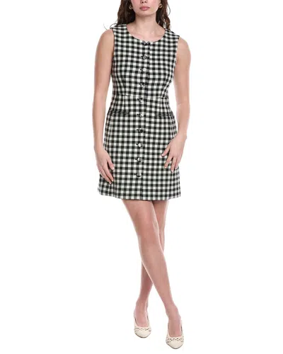 Rebecca Taylor Phillipa Check Button Front Wool-blend Mini Dress In Multi