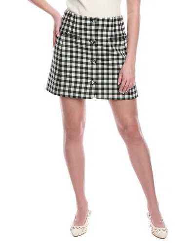 Rebecca Taylor Phillipa Check Button Front Wool-blend Mini Skirt In Black