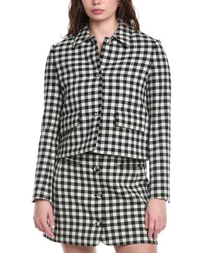 Rebecca Taylor Phillipa Check Cropped Wool-blend Jacket In Black