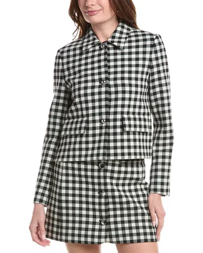 Rebecca Taylor Phillipa Check Cropped Wool-blend Jacket In Black