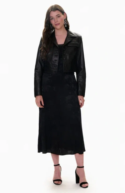Rebecca Taylor Piper Crop Leather Jacket In Black