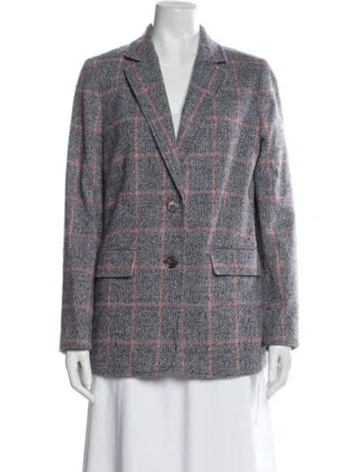 Pre-owned Rebecca Taylor Plaid Print Blazer In Blue