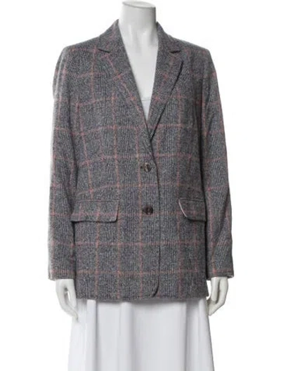 Pre-owned Rebecca Taylor Plaid Print Blazer In Blue