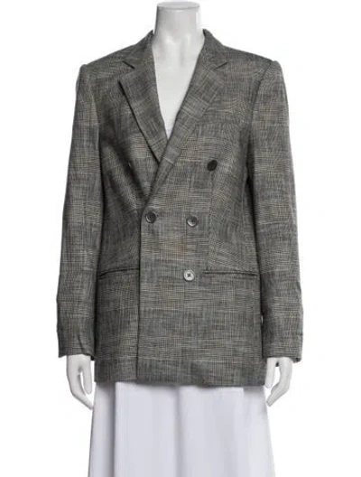Pre-owned Rebecca Taylor Plaid Print Blazer In Gray