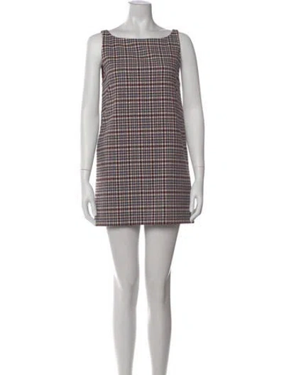 Pre-owned Rebecca Taylor Plaid Print Mini Dress In Burgundy