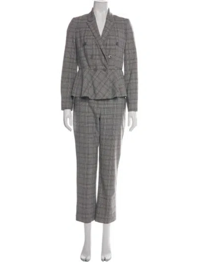 Pre-owned Rebecca Taylor Plaid Print Pantsuit In Grey