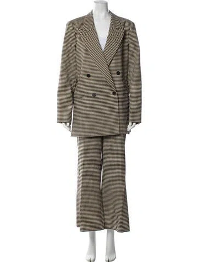 Pre-owned Rebecca Taylor Plaid Print Pantsuit W/ Tags In Neutrals