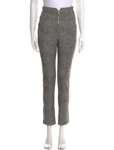 Pre-owned Rebecca Taylor Plaid Print Skinny Leg Pants In Gray