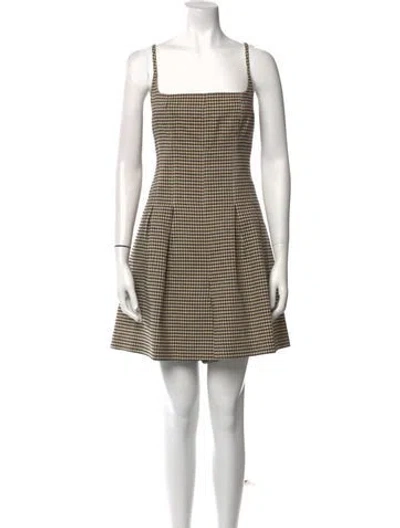 Pre-owned Rebecca Taylor Plaid Print Square Neckline Romper W/ Tags In Neutral