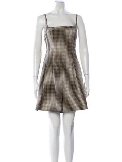 Pre-owned Rebecca Taylor Plaid Print Square Neckline Romper In Yellow