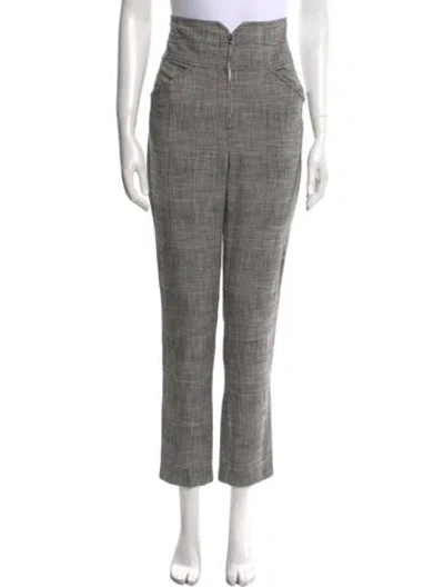 Pre-owned Rebecca Taylor Plaid Print Straight Leg Pants In Black
