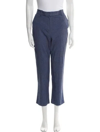 Pre-owned Rebecca Taylor Plaid Print Straight Leg Pants In Blue